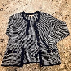 Banana Republic Navy and White Knit Cardigan